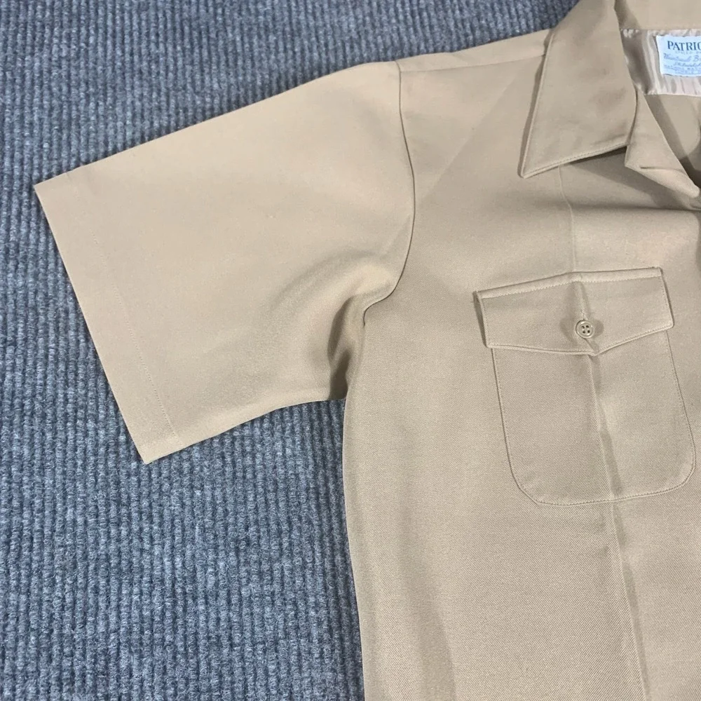 VTG Patriot Shirt‎ Mens XL Beige Button Up Weintraub Military Navy Vietnam War